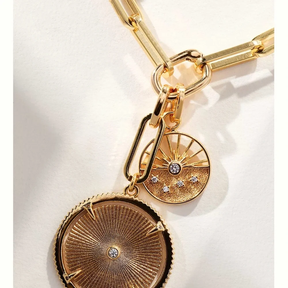 Anthropologie Gold Layered Medallion Necklace